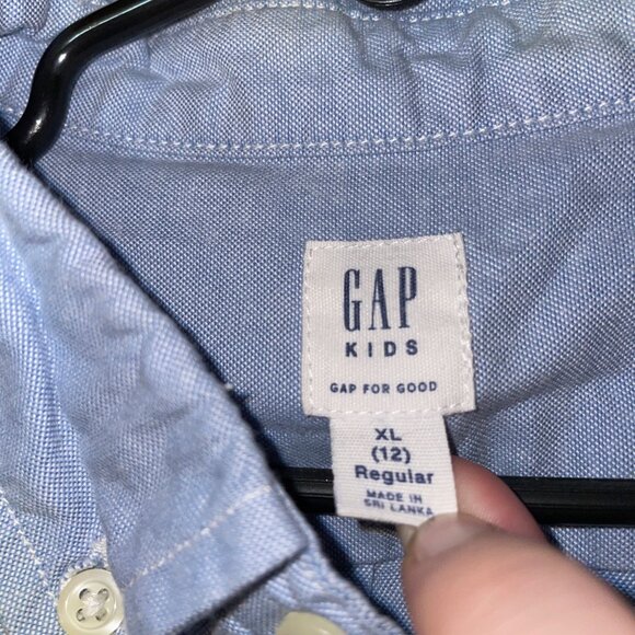 Gap Kids Light Blue Button-Up Shirt XL (12) 100% Cotton Long Sleeve Classic Fit - Picture 4 of 7